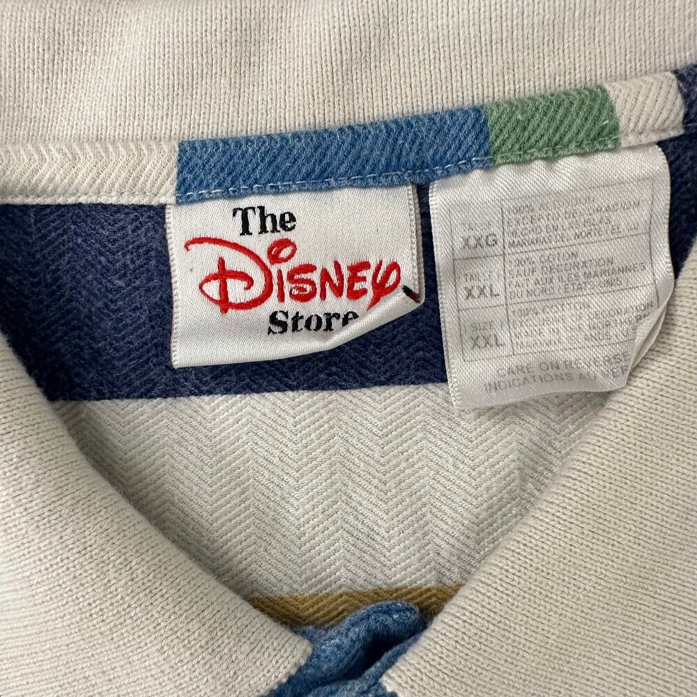 Vintage Men’s 90’s Y2K Disney Store Striped Polo Shirt Tiger Winnie The Pooh 2XL - Picture 3 of 8